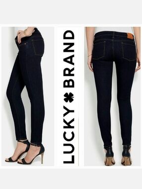 Lucky Brand Black Charlie Skinny Distressed Jeans Sz 25 NWT